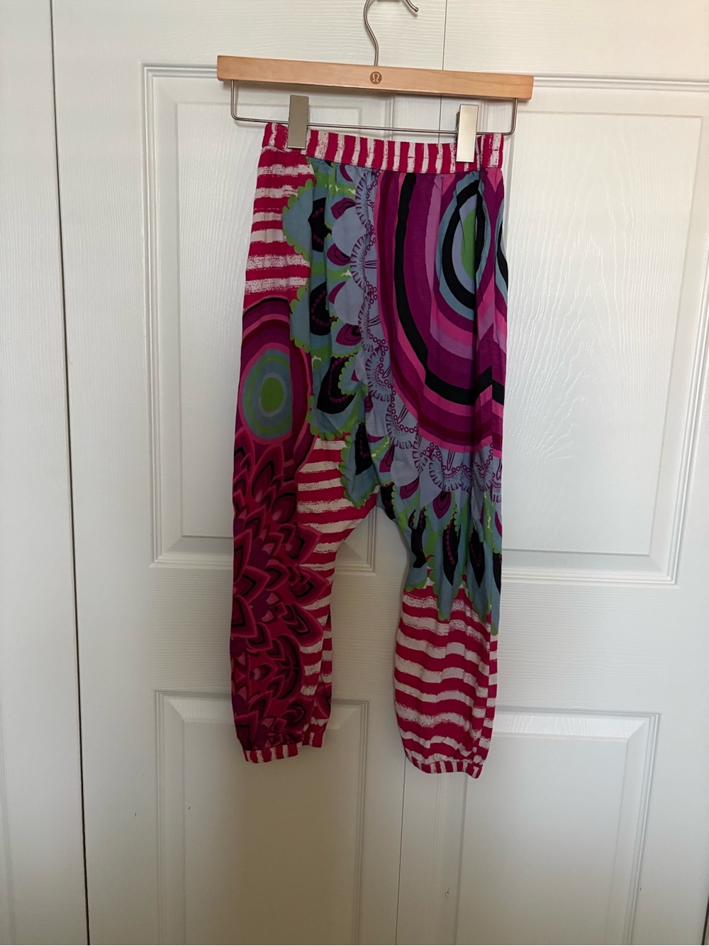 Desigual Pink & White Printed Elastic Waist Shorts - Picture 2 of 3